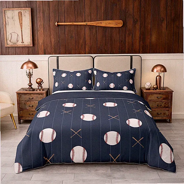 100% Cotton Baseball Duvet Cover,Boys Sports Theme Comforter Cover Twin Size...