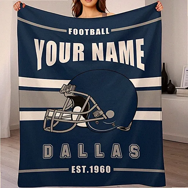 1pc Customizable Dallas Football Team Flannel Fleece Throw Blanket - Personali