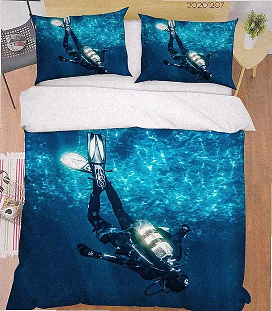 3D Diving Sports Quilt Cover Set Bedding Sets Pillowcases Queen 2