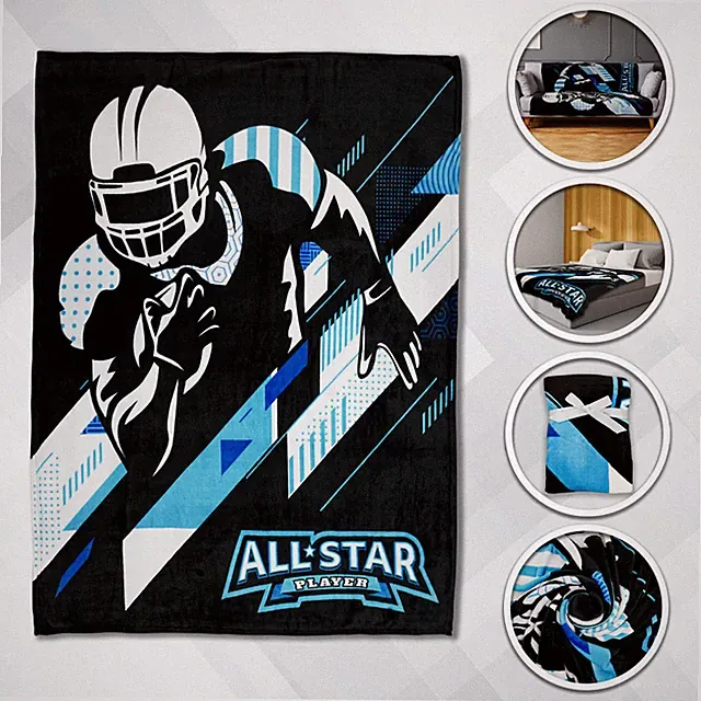All Star Football Blanket Soft Plush Blanket Sports Blanket 50x60in