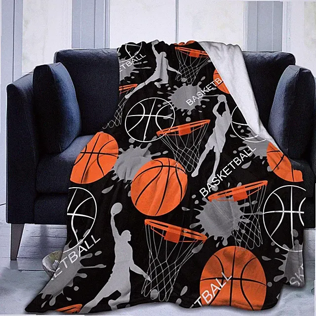 Basketball Sports Ball Cool Throw Blanket Soft Bed Bedding Warm Cozy Plush Fl...