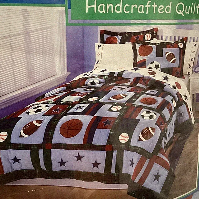 Boys Youth Kids Sports Quilt Bedspread Twin Baseball Football Basketball Soccer