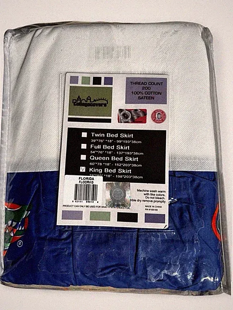 College Covers Florida Gators King Bed Skirt 200TC 100% Cotton Sateen NEW