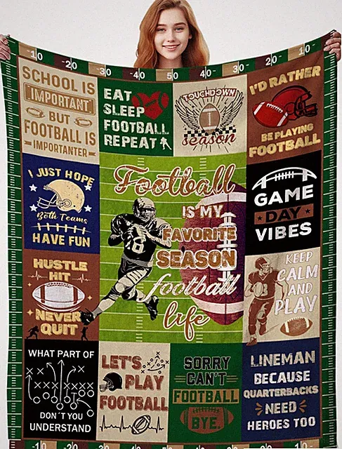 Football Blanket Gifts for Boys Men Sport Lovers,Soft Warm Sport Blankets and Th