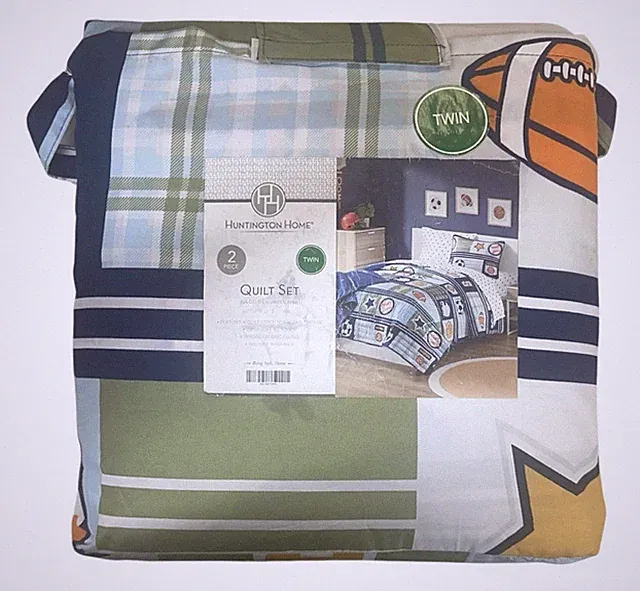 HUNTINGTON HOME 2 PIECE QUILT SET SPORTS, SPORTS THEME, TWIN