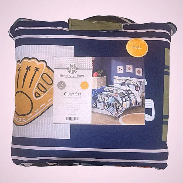 HUNTINGTON HOME 3 PIECE QUILT SET SPORTS, SPORTS THEME, FULL