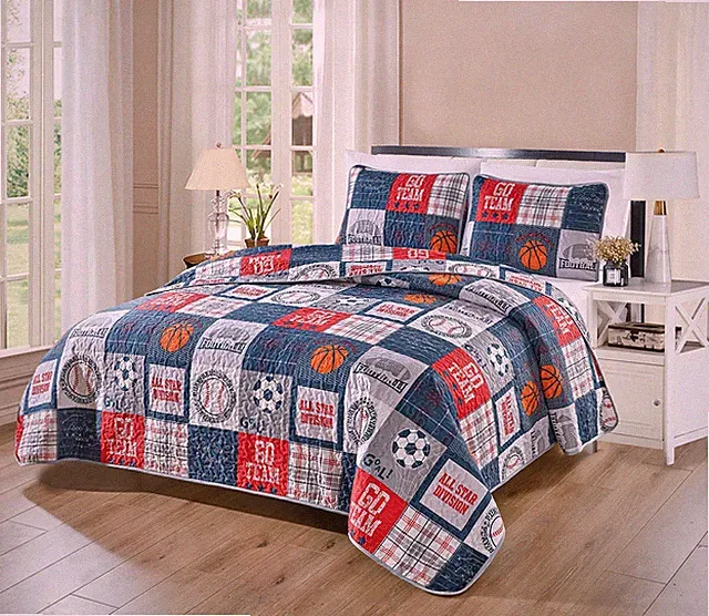 Linen Plus Bedspread Set Kids/Teens All Star Sport Basketball Soccer Baseball...