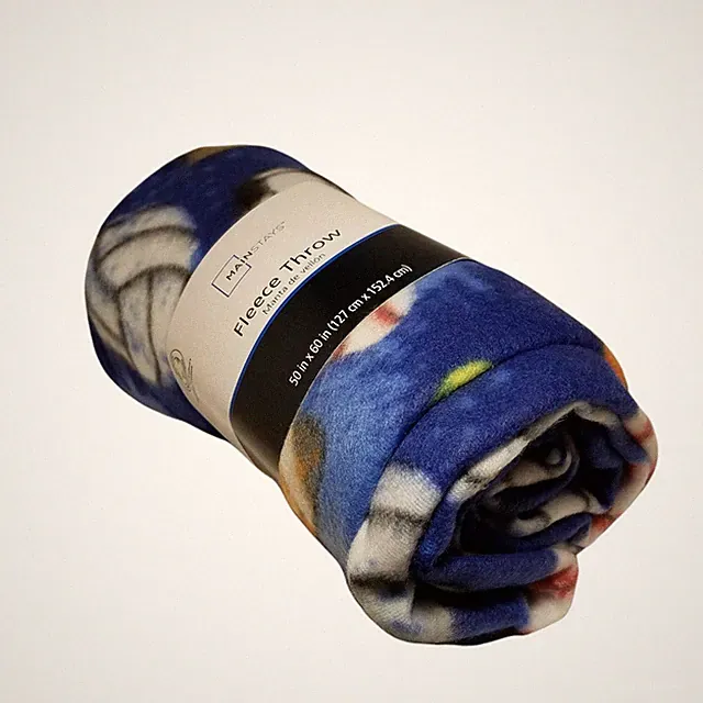 Mainstays Fleece Throw 50" x 60" BLUE SPORTS BALL Lightweight Blanket STADIUM