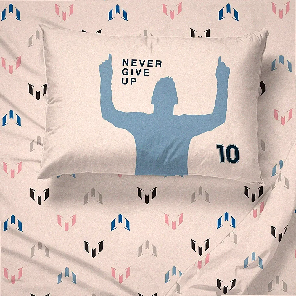 Messi 3 Piece Twin Sheet Set Kids Flat Fitted Sheets & Pillowcase Soccer Footbal
