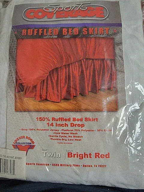 NEW ~SPORTS COVERAGE~ TWIN Size Ruffled Bed Skirt 14 Inch Drop ~ Bright Red