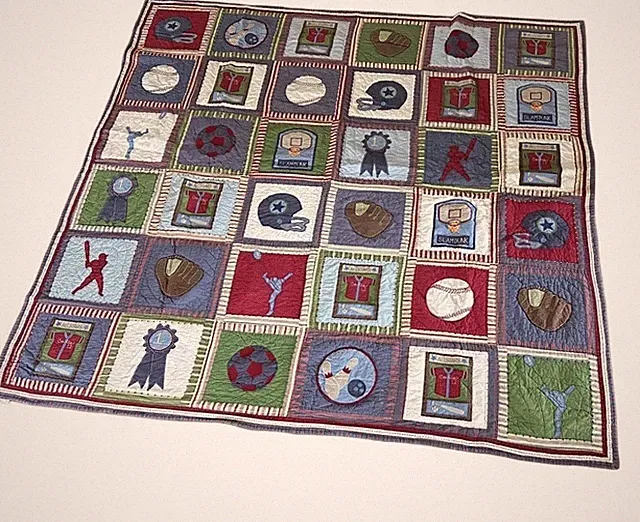 Pottery Barn Kids Sports FULL Quilt Blanket Bed Cover 83 X 82 Boys
