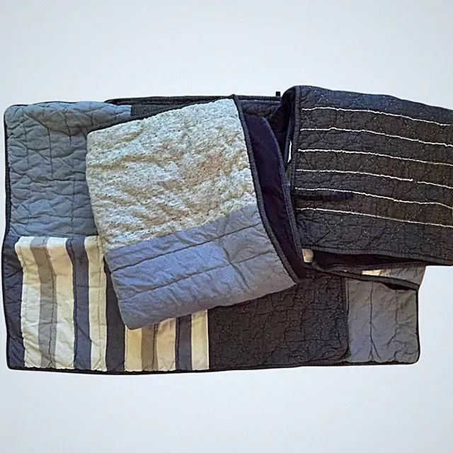 Pottery Barn Kids Sullivan Sports Patchwork Shams Set Of 4 Blue Preppy Euro Tie