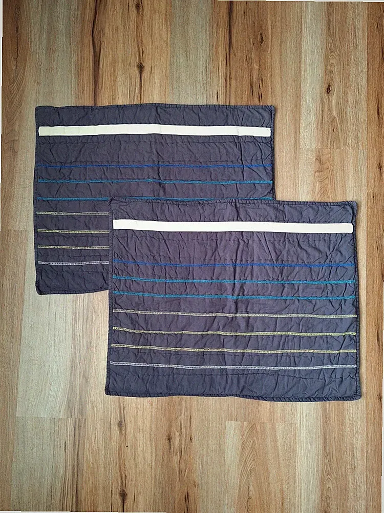 POTTERY BARN TEEN GOOD SPORT Shams Standard Size 26" x 20" Stripes Navy Blue