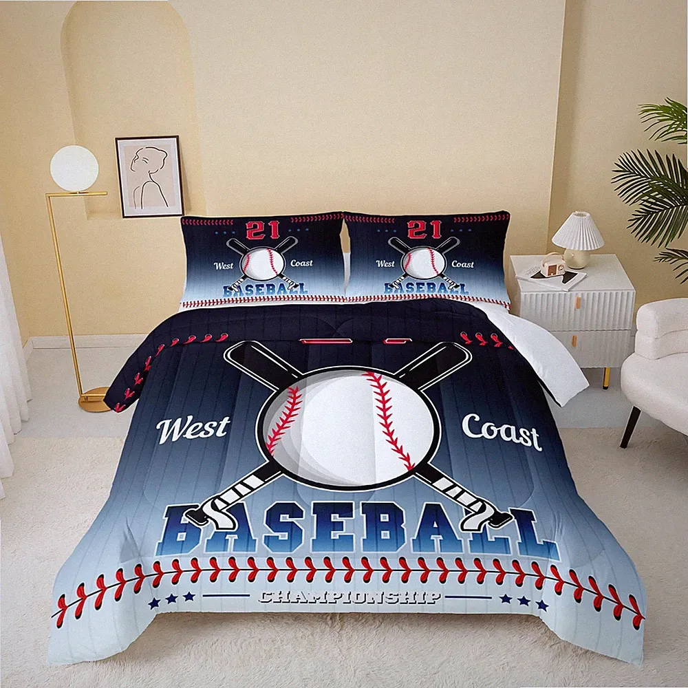 QOOMO Baseball Comforter Set for Boys Girls Kids Sports Full Size Bedding Set...