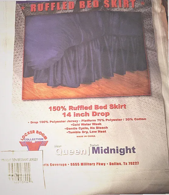 Ruffled Bed Skirt By Sports Coverage Queen Midnight Blue 14 Inch Drop New