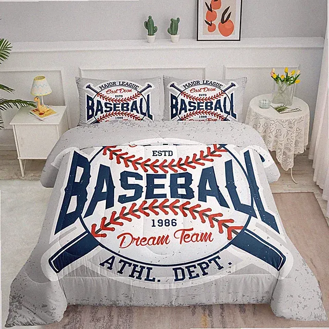 Smell Sunshine Vintage Sports Baseball Comforter Set 3D Baseballs Printed Bed...