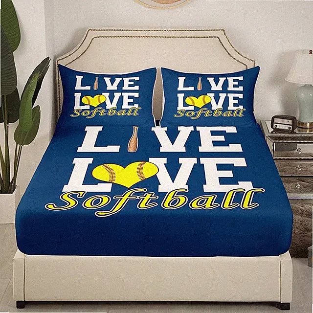 Softball Bedding Set Twin Size Sports Theme Bed Set for Girls Teens Bedroom D...