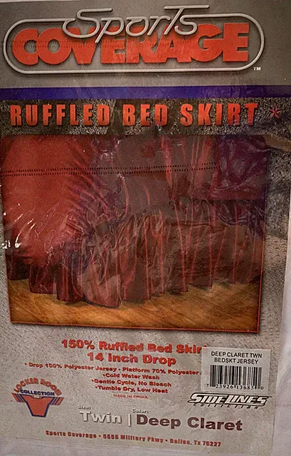 Sports Coverage Locker Room Ruffled Bed Skirt, Deep Claret, Twin