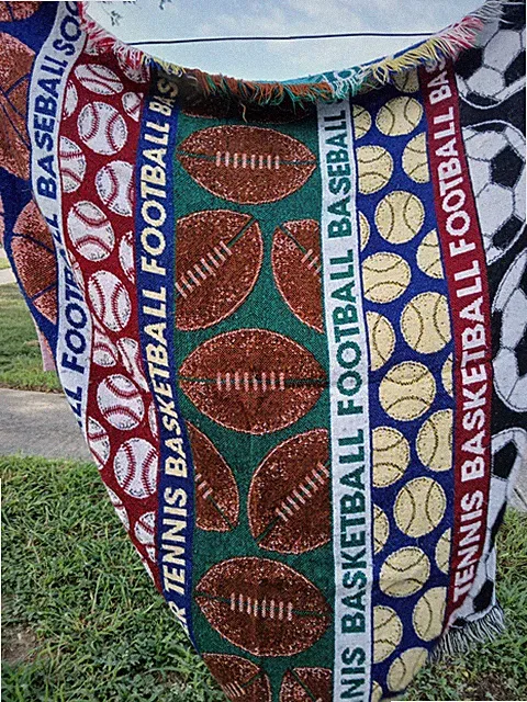 SPORTS Throw Blanket 48" x 52" woven no brand